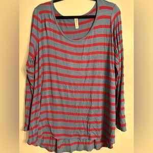 LuLaRoe Lynnae Long sleeve tee shirt XL blue red